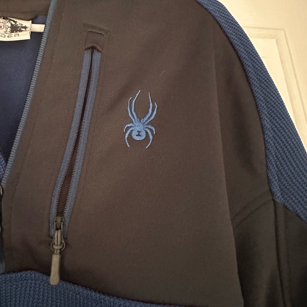 Spyder Men's Zip-Up Sweater in Blue and Black - Picture 4 of 8
